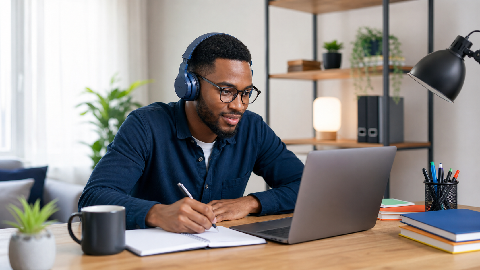 Apprenant suivant une formation en ligne sur ordinateur